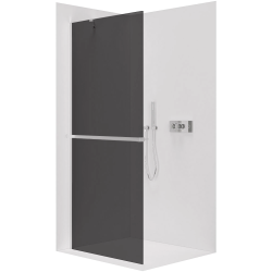 CERANO - Sprchová zástěna Walk-in Onyx Y L/P - 10 mm + polička/držák na ručníky - chrom, grafitové sklo - 130x200  (CER-8050BD8659)