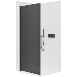 CERANO - Sprchová zástěna Walk-in Onyx Y L/P - 8 mm - kulatá vzpěra - černá matná, grafitové sklo - 30x200  (CER-8050BD71934)
