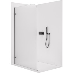 CERANO - Sprchová zástěna Walk-in Orbis - Levá - 8 mm - černá matná, mléčné sklo - 70x200  (CER-682141)