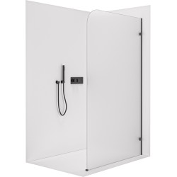 CERANO - Sprchová zástěna Walk-in Orbis - Pravá - 8 mm - černá matná, mléčné sklo - 70x200  (CER-999920)