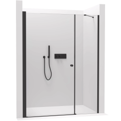 CERANO - Sprchové křídlové dveře Antelo s pevnou částí  L/P - 6 mm - černá matná, transparentní sklo - 120(80+40)x190  (CER-435701)