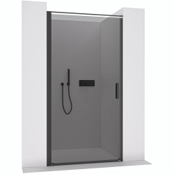CERANO - Sprchové otočné dveře Porte L/P - 8 mm - černá matná, grafitové sklo - 80x195  (CER-8050BD7248)