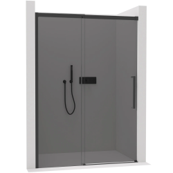 CERANO - Sprchové posuvné dveře Lantono L/P - 8 mm - Soft-Close - černá matná, grafitové sklo - 150x195  (CER-8050BD7240)