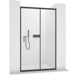 CERANO - Sprchové posuvné dveře Orlano L/P - 5 mm - černá matná, transparentní sklo - 140x195  (CER-8050BD75052)