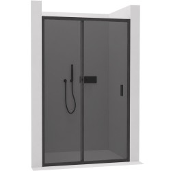 CERANO - Sprchové posuvné dveře Varone LINE L/P - 6 mm - černá matná, grafitové sklo - 150x195  (CER-8050BD7553)