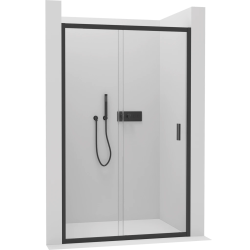 CERANO - Sprchové posuvné dveře Varone LINE L/P - 6 mm - černá matná, transparentní sklo - 140x195  (CER-478099)
