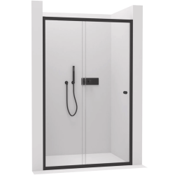 CERANO - Sprchové posuvné dveře Varone POINT L/P - 6 mm - černá matná, transparentní sklo - 140x195  (CER-DY505B-140-195)