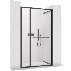 CERANO - Sprchové posuvné dveře Versaro L/P černá matná, transparentní sklo - 140x195  (CER-8050BD80269)