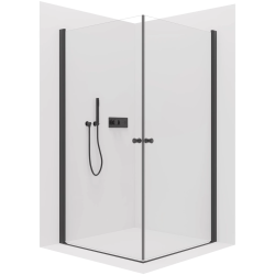 CERANO - Sprchový kout Antelo Duo L/P - 6 mm - černá matná, transparentní sklo - 100x80x190  - otočný (CER-480400)