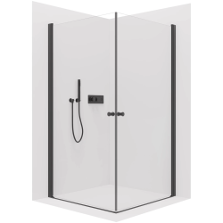 CERANO - Sprchový kout Antelo Duo L/P - 6 mm - černá matná, transparentní sklo - 110x80x190  - otočný (CER-482365)