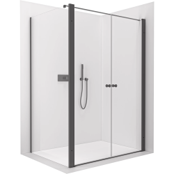 CERANO - Sprchový kout Antelo L - L/P - 6 mm - černá matná, transparentní sklo - 84x40  - otočný (CER-666487)