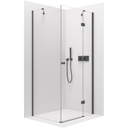 CERANO - Sprchový kout Marino L/P - 6 mm - černá matná, transparentní sklo - 90x80x190  - pantový (CER-422856)
