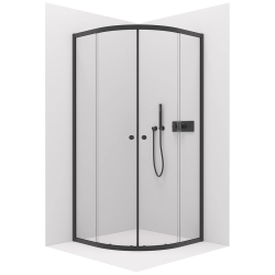 CERANO - Sprchový kout Orso L/P - 5 mm - čtvrtkruh - R550 - černá, transparentní sklo - 80x80x195  - posuvný (CER-650470)