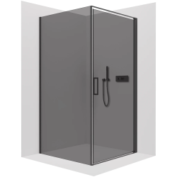 CERANO - Sprchový kout Porte L/P - 8 mm - černá matná, grafitové sklo - 100x100x195  - otočný (CER-8050BD7484)