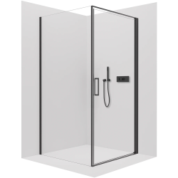 CERANO - Sprchový kout Porte L/P - 8 mm - černá matná, transparentní sklo - 80x70x195  - otočný (CER-413546)