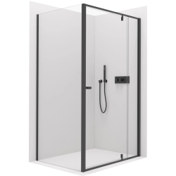 CERANO - Sprchový kout Santini L/P - 6 mm - černá matná, transparentní sklo - 120x80x195  - pivotový (CER-429001)