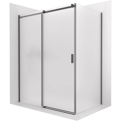 CERANO - Sprchový kout Santoro - levá - 6 mm - černá matná, mléčné sklo - 100x70  - posuvný (CER-665620)