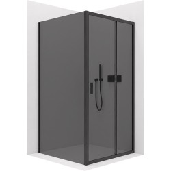 CERANO - Sprchový kout Varone LINE L/P - 6 mm - černá matná, grafitové sklo - 100x100x195  - posuvný (CER-8050BD7211)