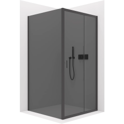 CERANO - Sprchový kout Varone LINE L/P - 6 mm - černá matná, grafitové sklo - 90x70x195  - posuvný (CER-8050BD7232)