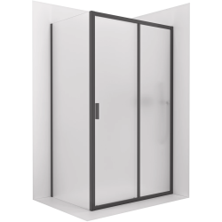 CERANO - Sprchový kout Varone LINE L/P - 6 mm - černá matná, mléčné sklo - 90x70  - posuvný (CER-DY505-9106)
