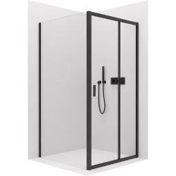 CERANO - Sprchový kout Varone LINE L/P - 6 mm - černá matná, transparentní sklo - 100x100x195  - posuvný (CER-DY505B-90-196)