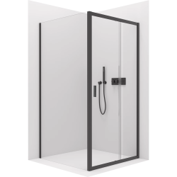 CERANO - Sprchový kout Varone LINE L/P - 6 mm - černá matná, transparentní sklo - 100x70x195  - posuvný (CER-DY505B-90101)