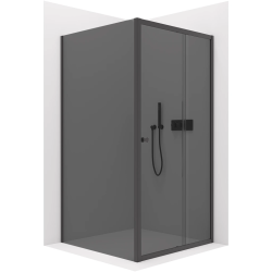 CERANO - Sprchový kout Varone POINT L/P - 6 mm - černá matná, grafitové sklo - 90x70x195  - posuvný (CER-429550)