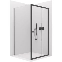 CERANO - Sprchový kout Varone POINT L/P - 6 mm - černá matná, transparentní sklo - 90x90x195  - posuvný (CER-DY505B-9090)