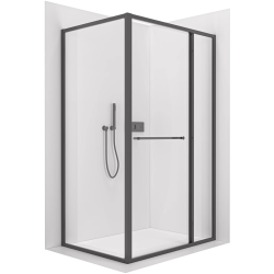 CERANO - Sprchový kout Versaro L/P - 6 mm - černá matná, transparentní sklo - 110x100  - zasouvací (CER-8050BD80293)