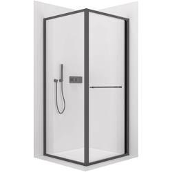 CERANO - Sprchový kout Versaro L/P - 6 mm - černá matná, transparentní sklo - 90x90  - zasouvací (CER-8050BD80286)