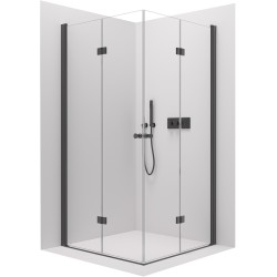 CERANO - Sprchový kout Volpe Duo L/P - 6 mm - černá matná, transparentní sklo - 60x70x190  - zalamovací (CER-056936)