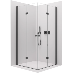 CERANO - Sprchový kout Volpe Duo L/P - 6 mm - černá matná, transparentní sklo - 70x60x190  - zalamovací (CER-480154)