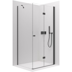 CERANO - Sprchový kout Volpe L/P - 6 mm - černá matná, transparentní sklo - 100x70x190  - zalamovací (CER-427339)