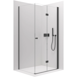CERANO - Sprchový kout Volpe L/P - 6 mm - černá matná, transparentní sklo - 70x80x190  - zalamovací (CER-427303)
