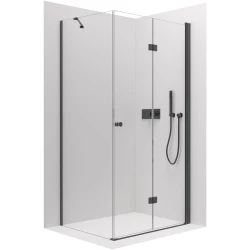 CERANO - Sprchový kout Volpe L/P - 6 mm - černá matná, transparentní sklo - 80x90x190  - zalamovací (CER-427321)