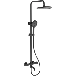 CERANO - Sprchový nástěnný sloup Selma - termostatická vanová otočná baterie - černá matná - 80-130,4  (CER-8050BD7756)