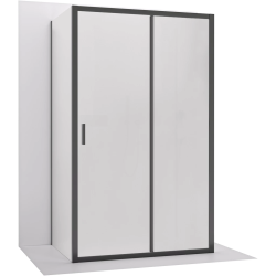 CERANO - Třístěnný sprchový kout Varone LINE U L/P - 6 mm - černá matná, mléčné sklo - 90x70  - posuvný (CER-DY505-9109)