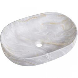 CERANO - Umyvadlo keramické Deno - na desku - mramor se zlatým dekorem - 59x41  (CER-432956)