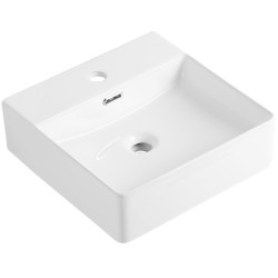 CERANO - Umyvadlo keramické - nástěnné i na desku - Peno - bílá lesklá - 42x42,5  (CER-680354)