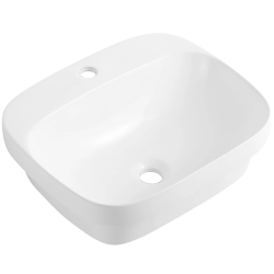 CERANO - Umyvadlo keramické - polozápustné i na desku - Nera - bílá lesklá - 50x42,5  (CER-680352)