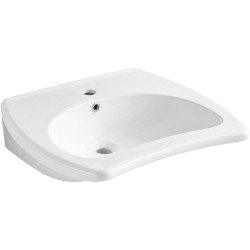 CERANO - Umyvadlo keramické pro handicapované Tina + 2x madlo bílá - nástěnné - bílá lesklá - 60,5x53  (CER-680369)
