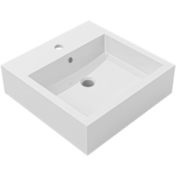 CERANO - Umyvadlo z litého mramoru Esme - s přepadem - bílá lesklá - 45x45  (CER-679471)