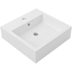 CERANO - Umyvadlo z litého mramoru Esme - s přepadem - bílá matná - 45x45  (CER-679469)
