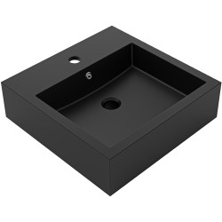 CERANO - Umyvadlo z litého mramoru Esme - s přepadem - černá matná - 45x45  (CER-679470)