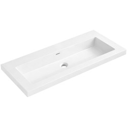 CERANO - Umyvadlo z litého mramoru Ovo - s přepadem - bílá lesklá - 100,5x46,5  (CER-8050BD7623)