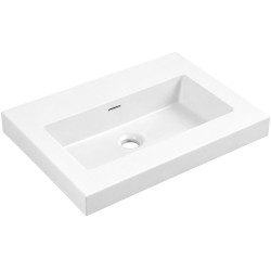CERANO - Umyvadlo z litého mramoru Ovo - s přepadem - bílá lesklá - 50,5x46,5  (CER-670777)