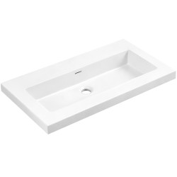 CERANO - Umyvadlo z litého mramoru Ovo - s přepadem - bílá lesklá - 70,5x46,5  (CER-667805)