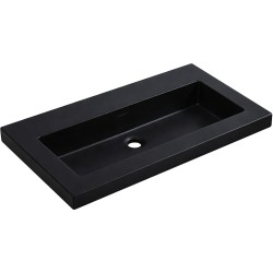 CERANO - Umyvadlo z litého mramoru Ovo - s přepadem - černá matná - 70,5x46,5  (CER-667826)