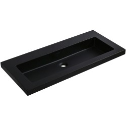 CERANO - Umyvadlo z litého mramoru Ovo - s přepadem - černá matná - 80,5x46,5  (CER-667829)