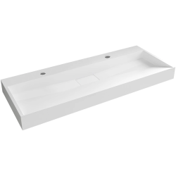 CERANO - Umyvadlo z litého mramoru Vita - nástěnné i na desku - 2 otvory pro baterii - bílá lesklá - 120x46  (CER-479899)